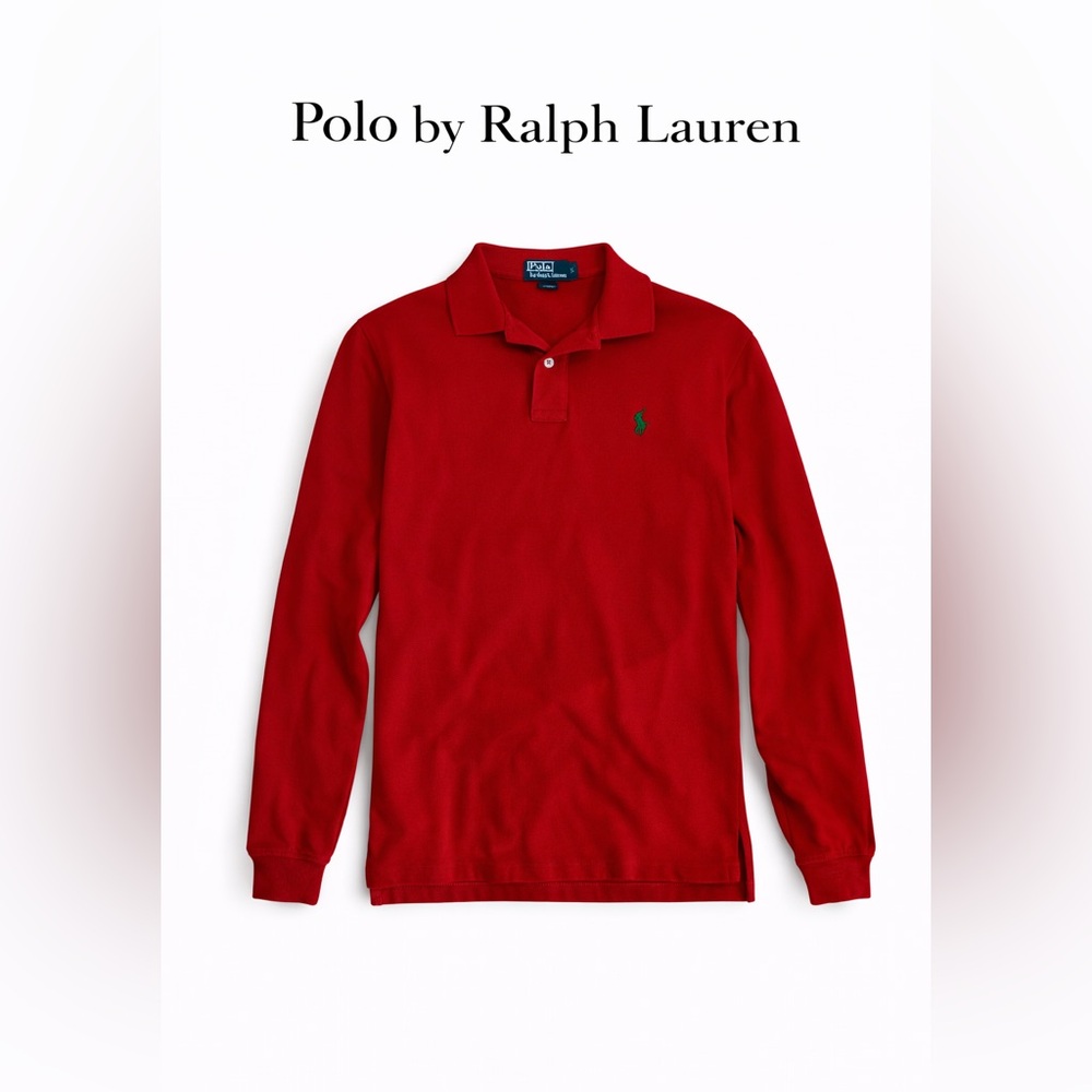 Vintage Polo Ralph Lauren Red Long Sleeve Polo Shirt Men’s L Classic 100% Cotton